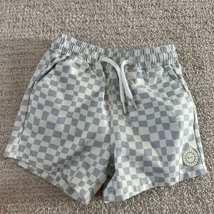 Checkered Mint and White Swim Trunks
